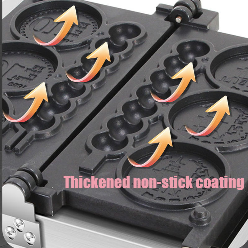 Mini Waffle Maker Machine - 4 Delikli 110V/220V Yapışmaz Yuvarlak Şekilli