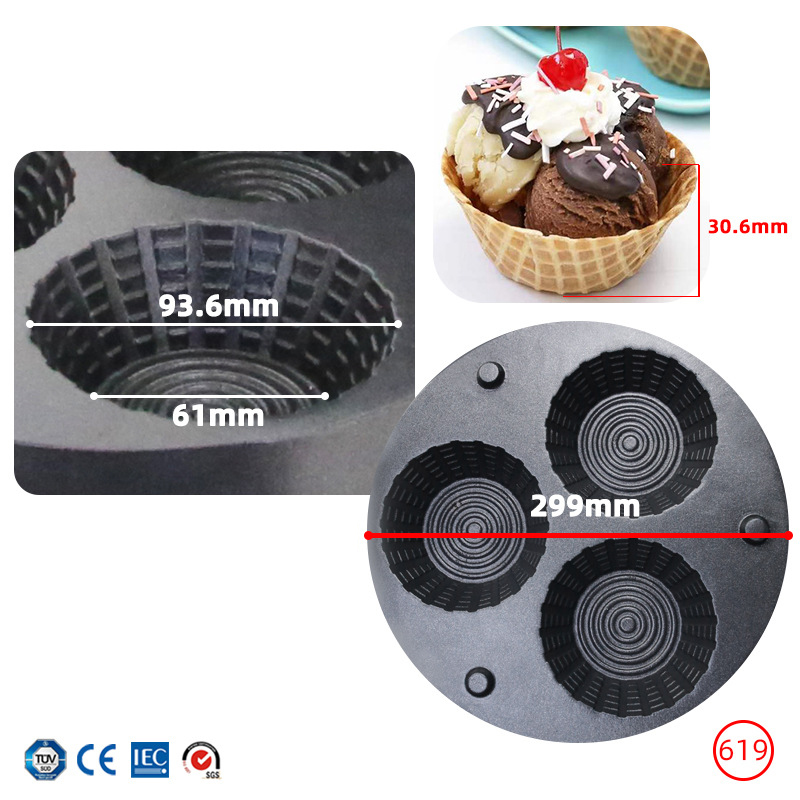 Ticari Üç Delikli Dondurma Kül - Mini Waffle Maker Machine incelemesi ve fiyatı