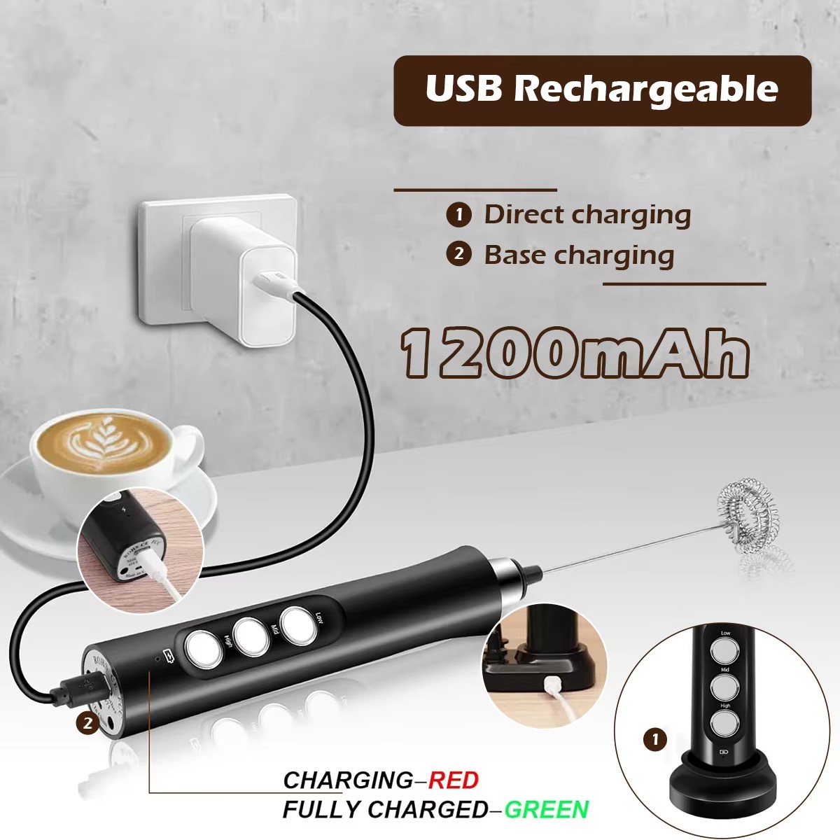 Kablosuz Şarj Edilebilir Elekt - Electric Milk Frother Handheld incelemesi ve fiyatı